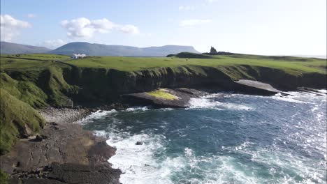 Person-Standing-on-Breathtaking-Ireland-Coastline-in-Sligo-Country,-Ireland---Aerial
