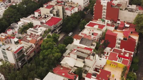 Suburbs-area-of-Mexico-city,-aerial-drone-view