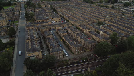 Establishing-Drone-Shot-Over-Saltaire-Terraced-Houses