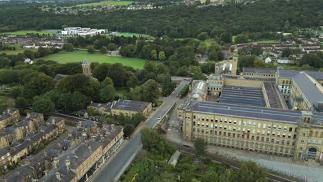 Establishing-Drone-Shot-Flying-Over-Salts-Mill-and-Saltaire