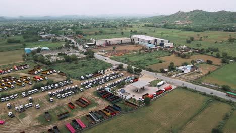 Aerial-view-of-india's-largest-trailer-manufacturing-company-of-truck-trailers