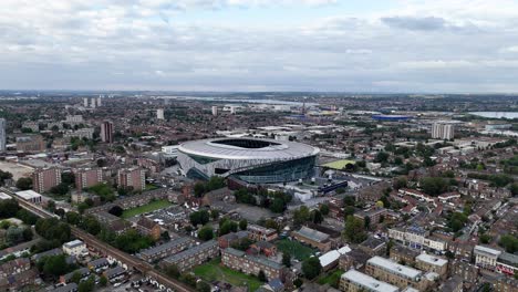 Aerial-View-Of-Tottenham-Hotspur-Stadium,-Home-of-Premier-League-Club-Tottenham-Hotspur-In-North-London,-UK