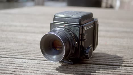 Vintage-Mamiya-RB67-analog-film-camera-in-Amsterdam,-The-Netherlands