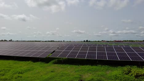 Photovoltaic-Panels-Collecting-Solar-Energy-From-The-Sun-At-Solar-Farm-In-Jambur,-Gambia