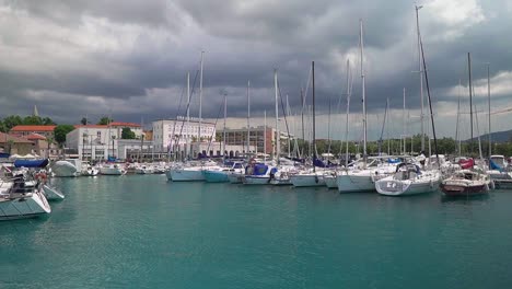 Stunning-HD-footage-of-various-boats-and-saliboats-docked-in-Koper's-marina-in-Slovenia