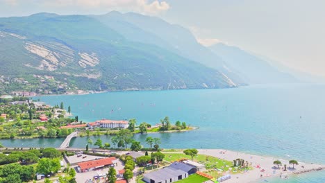 Fascinating-aquamarine-Riva-del-Garda-shores-Italy-aerial