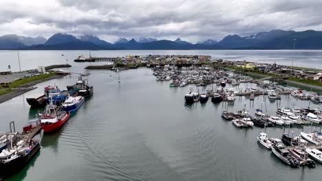 aerial-push-in-over-fishing-boats-in-homer-alaska