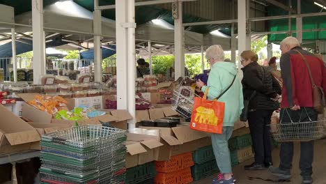 Eine-Gruppe-Von-Rentnern-Stöbert-Während-Der-Inflationskrise-In-Der-Krise-Der-Lebenshaltungskosten-An-Den-Marktständen-Der-Stadt-In-Großbritannien-Nach-Lebensmitteln