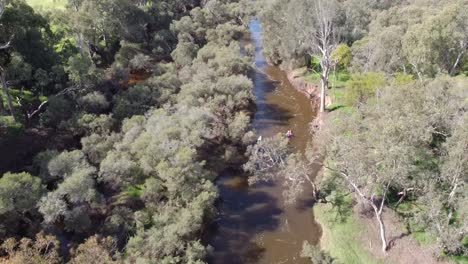 Avon-Descent-2023---Aerial-View-Of-Two-Single-Kayak-Competitors,-Swan-Valley-Perth