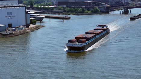 Cargo-ship,-the-Marea-at-Alblasserdam,-Western-Netherlands