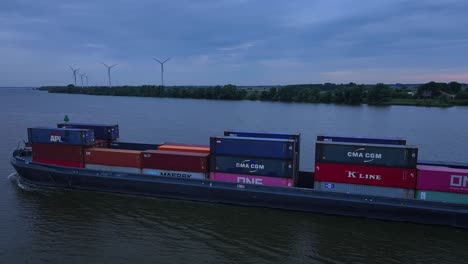 Cargo-Ship,-Casa-Blanca-at-Moerdijk-en-route-to-the-port-of-Rotterdam,-Netherlands