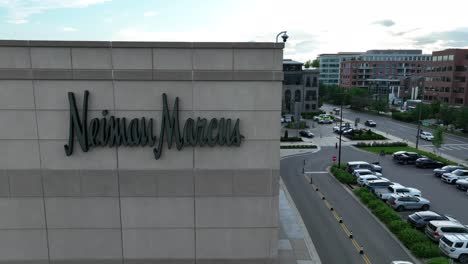 Aerial-shot-of-Neiman-Marcus-logo-on-the-exterior-of-mall