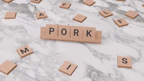 Schweinefleisch-Wort-Auf-Scrabble