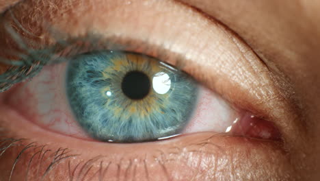 Ojos-Azules,-Pupila-Dilatada-O-Lente-De-Contacto