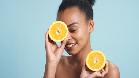Skincare,-lemon-and-beauty-with-black-woman