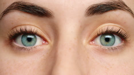 Green-eyes,-woman-and-microblading-eyebrow-hair
