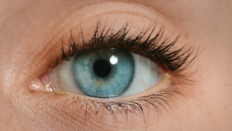 Frau,-Blaues-Auge-Und-Blinzelbewegung-Mit-Vision