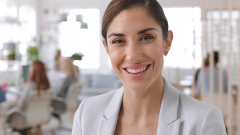 Woman,-happy-and-corporate-face-working