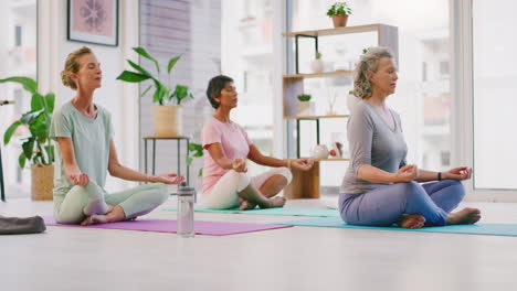 Mujeres-Maduras-Meditando-En-Posición-De-Loto-Con-Mudra