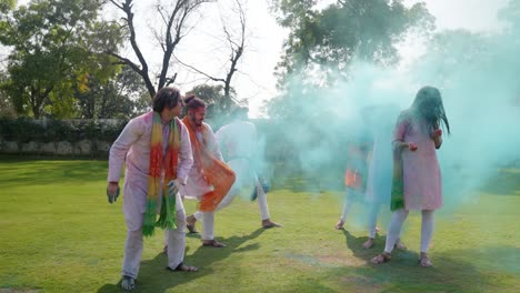 Indian-people-throwing-Holi-colors-at-each-other