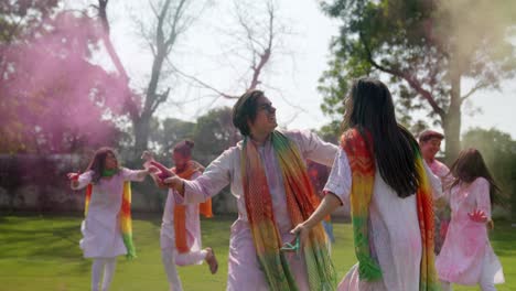 Indian-people-throwing-colors-in-air-at-a-Holi-festival