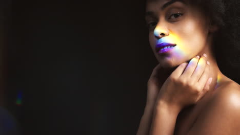 Rainbow-skin,-LGBTQ-and-black-woman-portrait