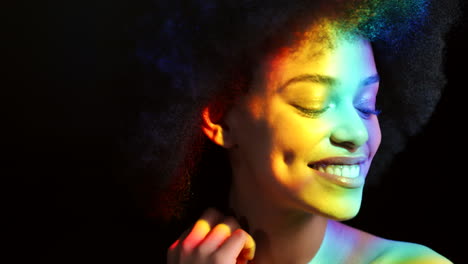 Lgbt-rainbow-light,-black-woman-beauty