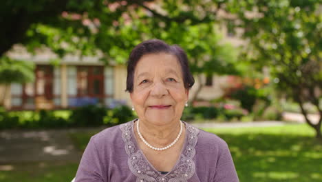Senior-woman,-retirement-portrait-and-park