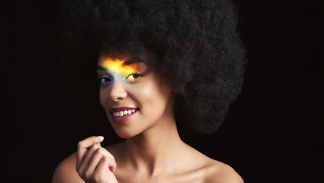 Beauty-black-woman-portrait-with-prism-light