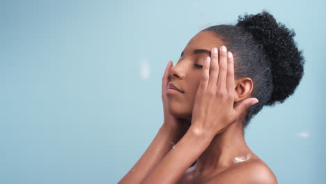 Black-woman,-soft-facial-skincare