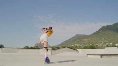 Cool-young-female-roller-skater-skating