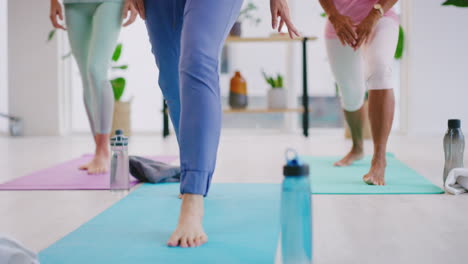 Reife-Frauen-Machen-Yoga-In-Kriegerpose