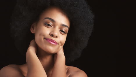 Happy-black-woman,-skincare