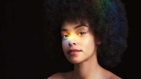 Rainbow-light-on-black-woman-model-with-beauty