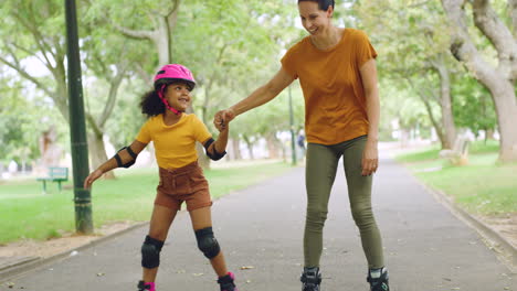 Single-mother-skating-with-adopted-mixed-race