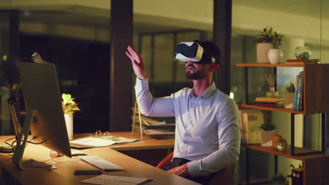 Business-man-wearing-VR-headset-to-connect