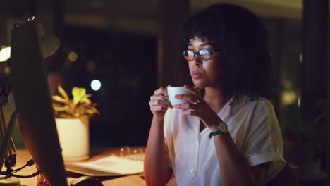 African-businesswoman-drinking-coffee-for-energy