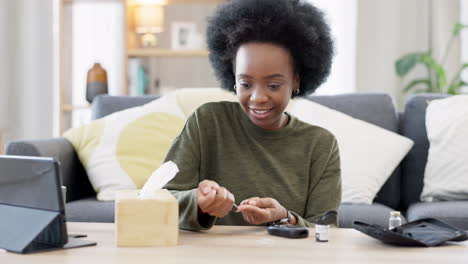 Black-woman-doing-glucose-monitoring-at-home