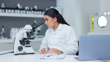 Laboratory-scientist-using-a-microscope-to-examine