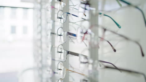 Fashionable-corrective-eye-glasses-on-a-shelf