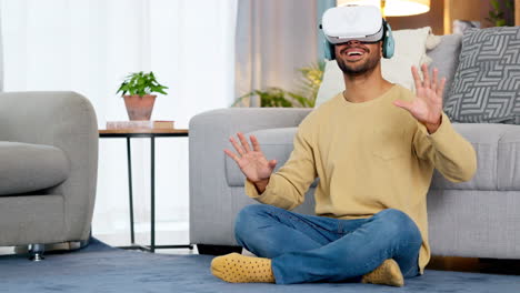 Männlicher-Gamer-Nutzt-Ein-VR-Headset,-Um-Darauf-Zuzugreifen