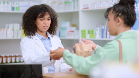 Concerned-pharmacist-assisting-an-upset