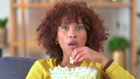 Woman-watching-a-movie-and-eating-popcorn