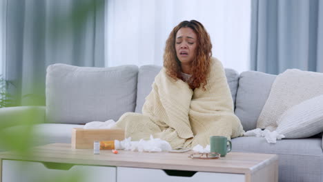 Mujer-Enferma-Estornudando-Y-Sufriendo-De-Un-Resfriado