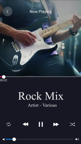 Phone,-app-and-rock-music-playing-from-a-playlist