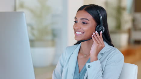 A-call-center-telemarketing-agent-using-a-headset