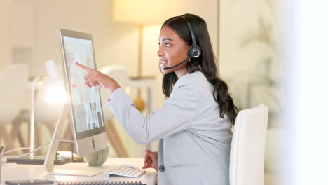 Female-call-center-support-agent-working