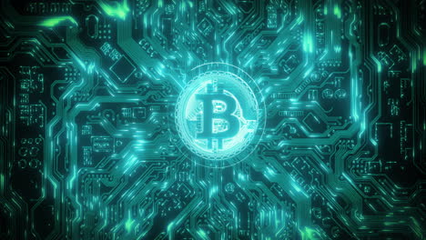 Bitcoin,-cryptocurrency-and-digital-circuit