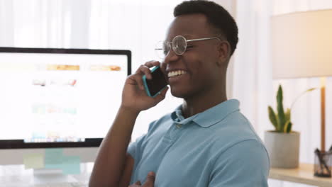 Happy,-black-man-or-phone-call-with-smile