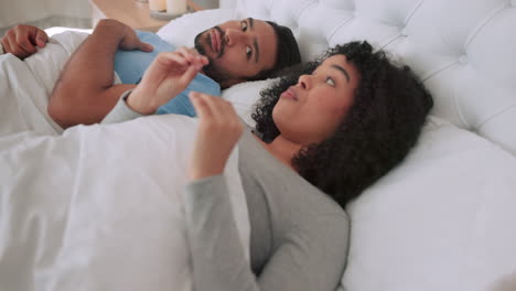 Frustrated,-angry-and-argue-couple-in-bed-fight